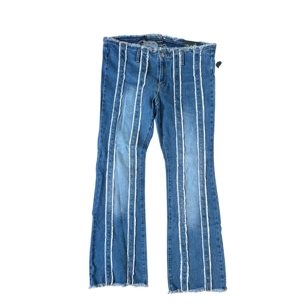 Wild Fable Denim Jeans Women Blue Low Rise Flare Frayed Seams NWT SIZE 16